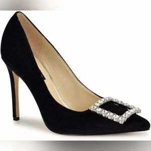 Nine West Women's Franny Pump, Black Velvet, 7M